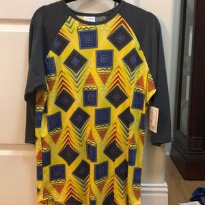 NWT Lularoe yellow geometric randy top
